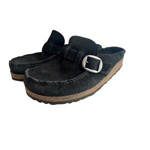 Birkenstock Buckley Black Suede Slip on Mules Clogs Women Sz 37 Narrow